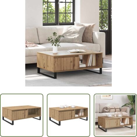 vidaXL Tavolino in legno -  Tavolino da salotto Rovere artigianale 90 x 60 x 35 cm