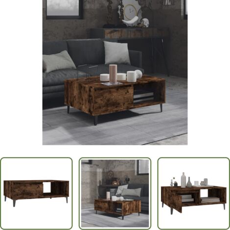 vidaXL Tavolino in legno -  Tavolino da Salotto Rovere Fumo 90x60x35 cm in Truciolato