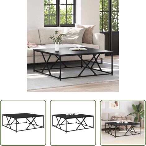 vidaXL Tavolino in legno -  Tavolino da salotto Rovere Nero 100 x 100 x 40 cm