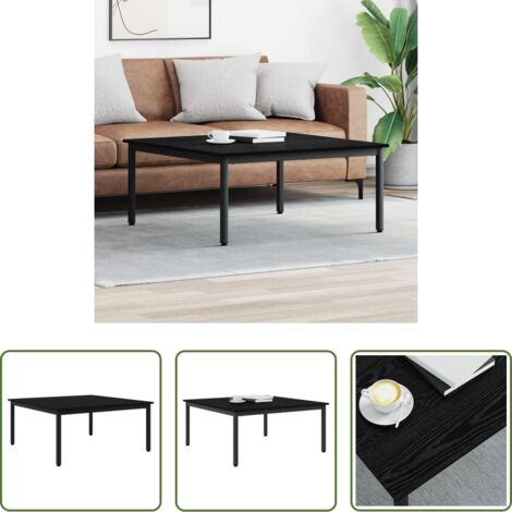 vidaXL Tavolino in legno -  Tavolino da salotto Rovere Nero 100 x 100 x 45 cm