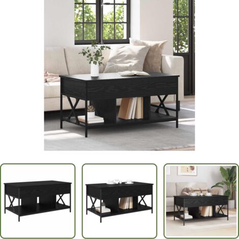 vidaXL Tavolino in legno -  Tavolino da salotto Rovere Nero 100 x 55 x 48.5 cm