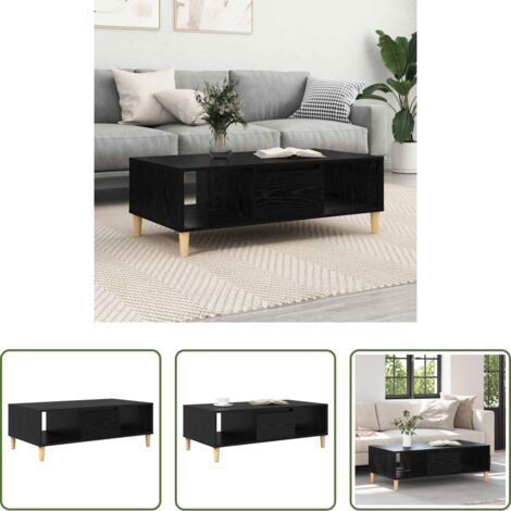 vidaXL Tavolino in legno -  Tavolino da salotto Rovere Nero 102 x 55 x 35 cm