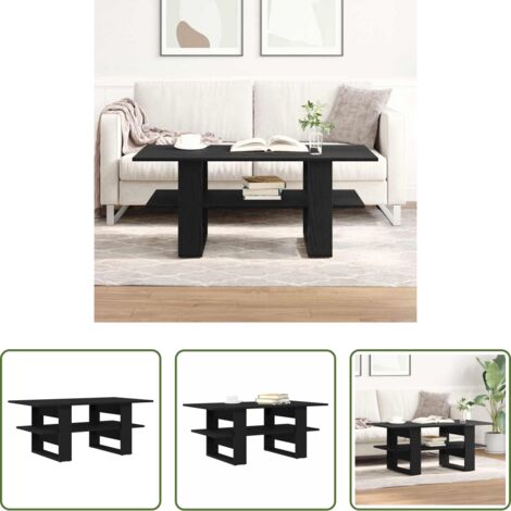 vidaXL Tavolino in legno -  Tavolino da salotto Rovere Nero 102 x 55 x 42 cm
