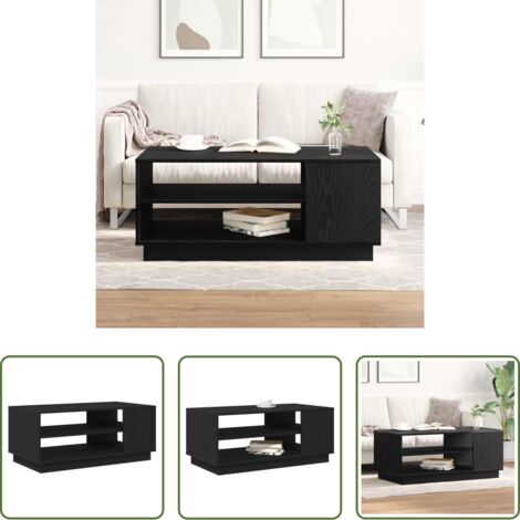 vidaXL Tavolino in legno -  Tavolino da salotto Rovere Nero 102 x 55 x 43 cm