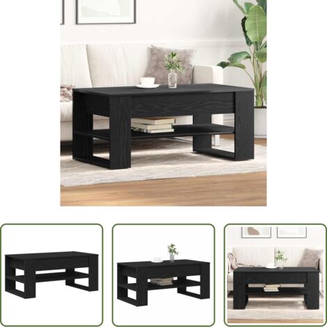 vidaXL Tavolino in legno -  Tavolino da salotto Rovere Nero 102 x 55 x 45 cm