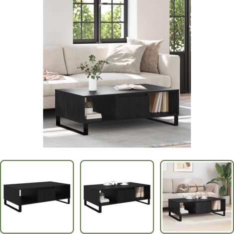 vidaXL Tavolino in legno -  Tavolino da salotto Rovere Nero 104 x 60 x 35 cm