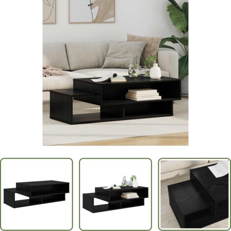 vidaXL Tavolino in legno -  Tavolino da salotto Rovere Nero 105 x 50 x 32,5 cm