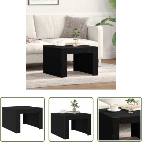 vidaXL Tavolino in legno -  Tavolino da salotto Rovere Nero 50 x 50 x 35 cm