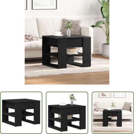 vidaXL Tavolino in legno -  Tavolino da salotto Rovere Nero 55,5 x 55 x 45 cm