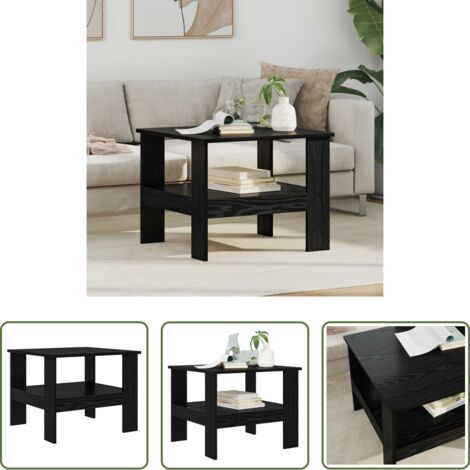 vidaXL Tavolino in legno -  Tavolino da salotto Rovere Nero 57 x 55 x 45 cm