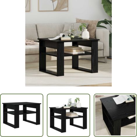 vidaXL Tavolino in legno -  Tavolino da salotto Rovere Nero 64 x 54 x 44 cm