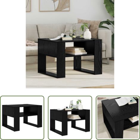 vidaXL Tavolino in legno -  Tavolino da salotto Rovere Nero 66 x 53 x 45 cm