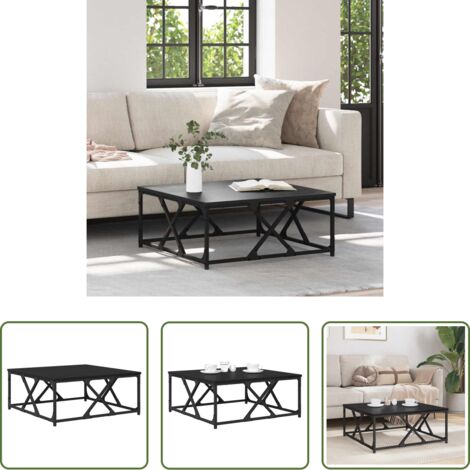 vidaXL Tavolino in legno -  Tavolino da salotto Rovere Nero 70 x 70 x 30 cm