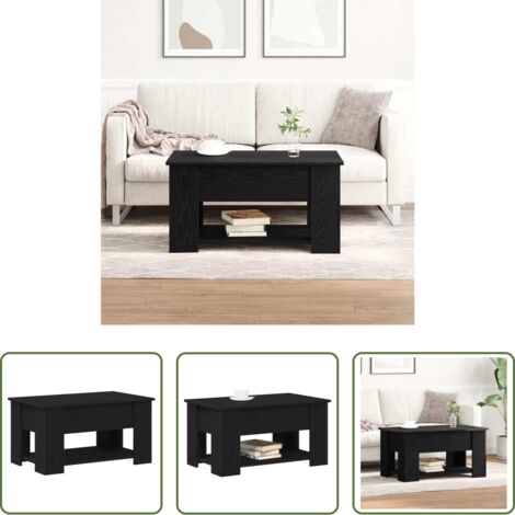 vidaXL Tavolino in legno -  Tavolino da salotto Rovere Nero 79 x 49 x 41 cm