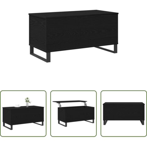 vidaXL Tavolino in legno -  Tavolino da salotto Rovere Nero 90 x 44,5 x 45 cm