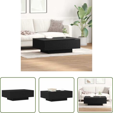 vidaXL Tavolino in legno -  Tavolino da salotto Rovere Nero 90 x 60 x 31 cm