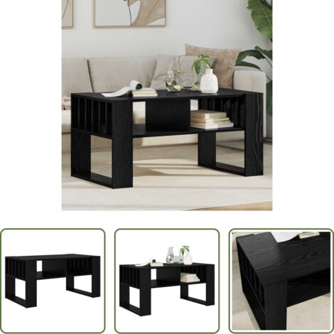 vidaXL Tavolino in legno -  Tavolino da salotto Rovere Nero 92 x 49,5 x 45 cm