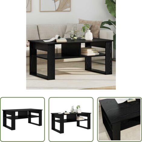 vidaXL Tavolino in legno -  Tavolino da salotto Rovere Nero 96 x 54 x 44 cm