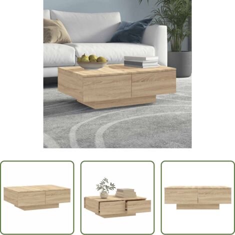 vidaXL Tavolino in legno -  Tavolino da Salotto Rovere Sonoma 90x60x31 cm Legno Multistrato