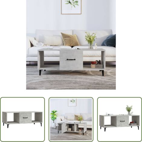 vidaXL Tavolino in legno -  Tavolino Salotto Grigio Cemento 102x50x40 cm Legno Multistrato