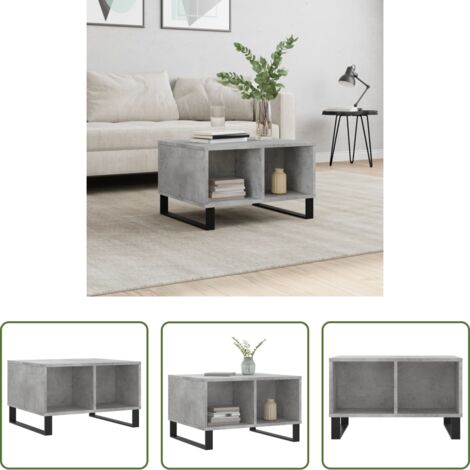 vidaXL Tavolino in legno -  Tavolino Salotto Grigio Cemento 60x50x36,5 cm Legno Multistrato