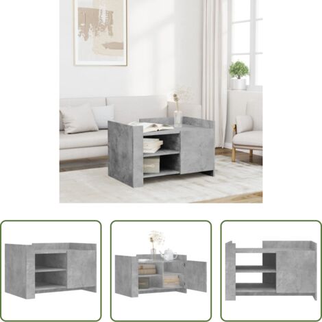 vidaXL Tavolino in legno -  Tavolino Salotto Grigio Cemento 80x50x50 cm Legno Multistrato