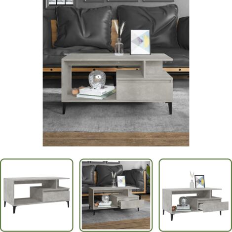 vidaXL Tavolino in legno -  Tavolino Salotto Grigio Cemento 90x49x45 cm Legno Multistrato
