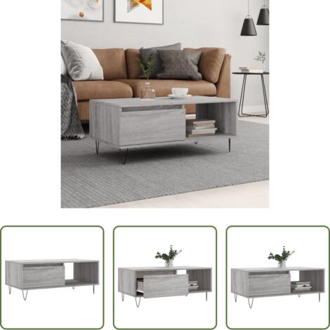vidaXL Tavolino in legno -  Tavolino Salotto Grigio Sonoma 90x50x36,5 cm Legno Multistrato