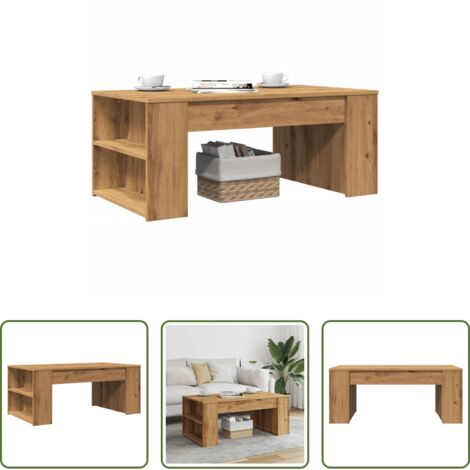 vidaXL Tavolino in legno -  Tavolino Salotto Rovere Artigianale 102x55x42 cm Multistrato