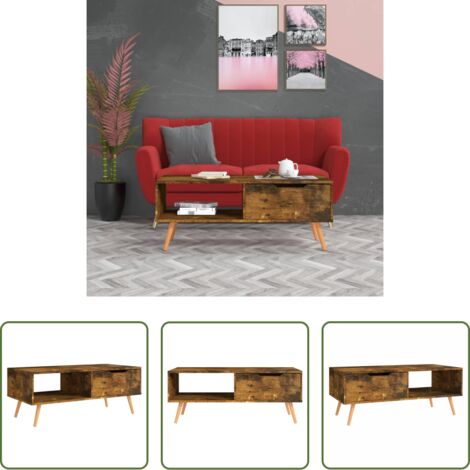 vidaXL Tavolino in legno -  Tavolino Salotto Rovere Fumo 100x49,5x43 cm Legno Multistrato
