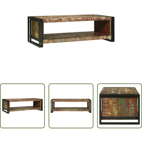 vidaXL Tavolino in metallo -  Tavolino da salotto 120 x 50 x 38 cm Legno Recuperato Massello