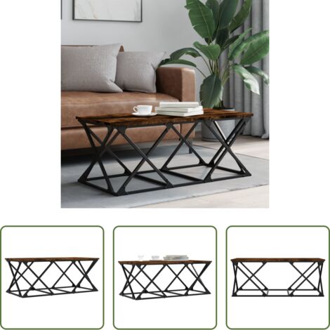 vidaXL Tavolino in metallo -  Tavolino da Salotto Rovere Fumo 100x49x40 cm Legno Multistrato