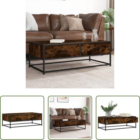 vidaXL Tavolino in metallo -  Tavolino Salotto Rovere Fumo 100x50x35 cm Multistrato e Metallo