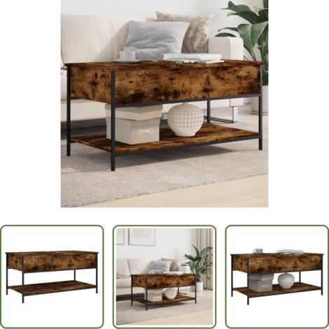 vidaXL Tavolino in metallo -  Tavolino Salotto Rovere Fumo 100x50x50 cm Multistrato e Metallo