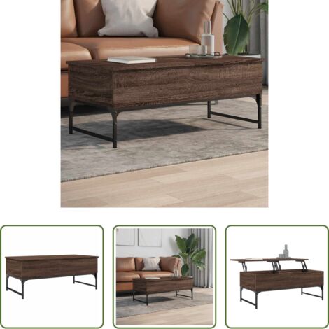 vidaXL Tavolino in metallo -  Tavolino Salotto Rovere Marrone 100x50x40cm Multistrato Metallo