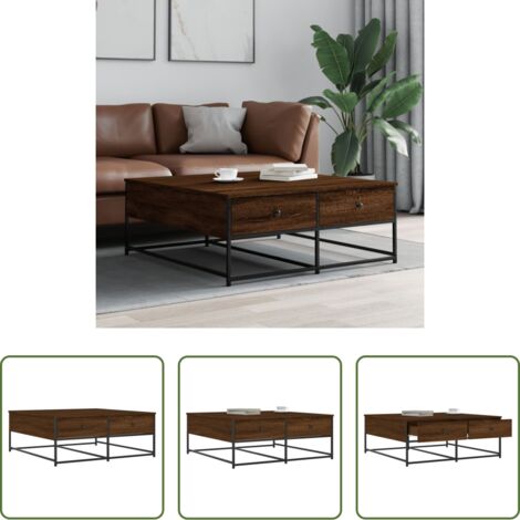 vidaXL Tavolino in metallo -  Tavolino Salotto Rovere Marrone 100x99x40 cm Legno Multistrato