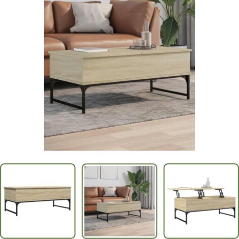 vidaXL Tavolino in metallo -  Tavolino Salotto Rovere Sonoma 100x50x40cm Multistrato Metallo