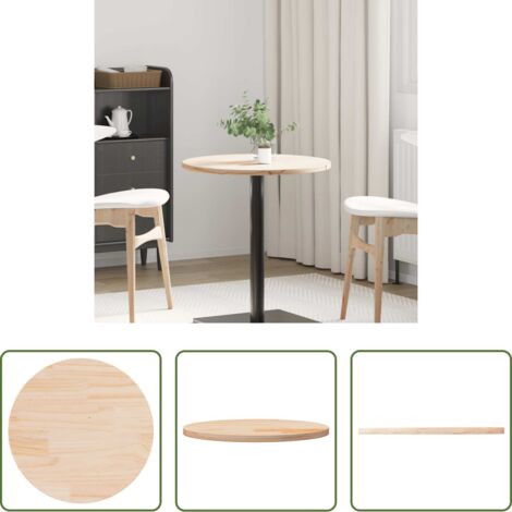 vidaXL Tavolino in pino -  Piano Tavolo Ø60x2,5 cm in Legno Massello di Pino