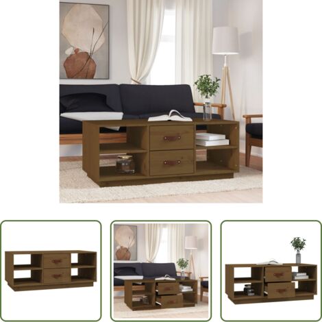 vidaXL Tavolino in pino -  Tavolino da Salotto ambra 100x50x41cm in Legno Massello di Pino