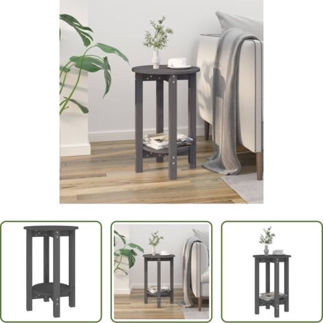vidaXL Tavolino in pino - Tavolino da Salotto Grigio Ø 40x60 cm in Legno Massello di Pino