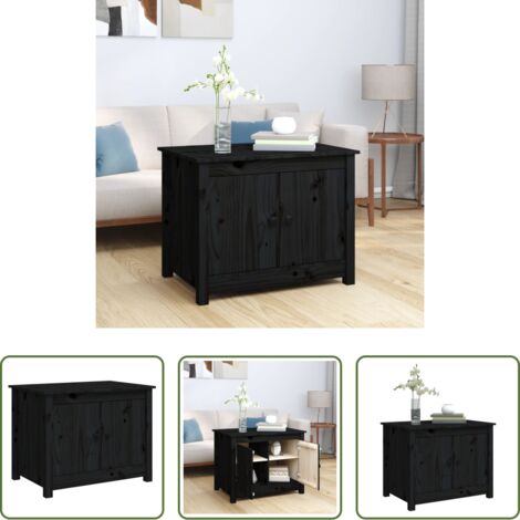 vidaXL Tavolino in pino -  Tavolino da Salotto Nero 71x49x55cm in Legno Massello di Pino