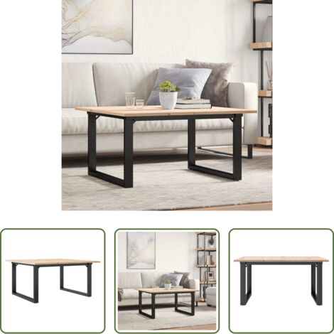 vidaXL Tavolino in pino -  Tavolino da Salotto Telaio a O 80x80x45cm Legno Pino e Acciaio