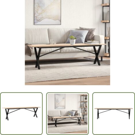 vidaXL Tavolino in pino -  Tavolino Salotto Telaio a X 160x40x45 cm Legno Pino e Acciaio