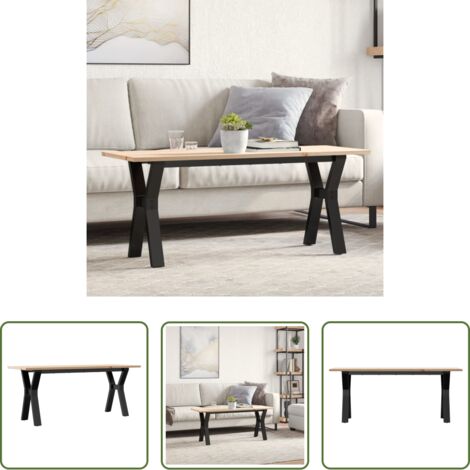 vidaXL Tavolino in pino -  Tavolino Salotto Telaio a Y 110x40x45 cm Legno Pino e Acciaio