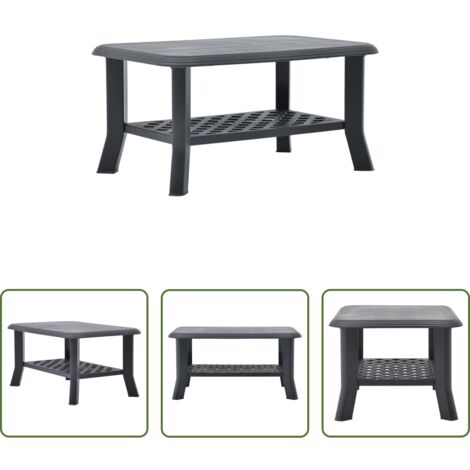vidaXL Tavolino in plastica -  Tavolino da Salotto Antracite 90x60x46 cm in Plastica