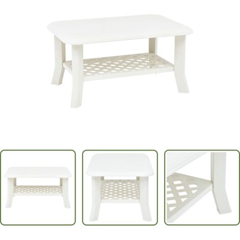 vidaXL Tavolino in plastica -  Tavolino da Salotto Bianco 90x60x46 cm in Plastica