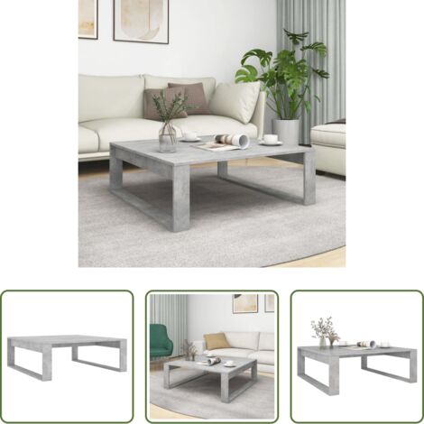 vidaXL Tavolino in truciolato -  Tavolino da Salotto Grigio Cemento 100x100x35 cm Truciolato