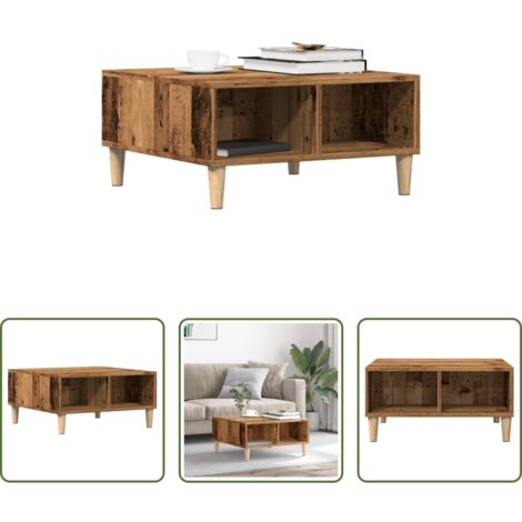 vidaXL Tavolino in truciolato -  Tavolino da Salotto Legno Antico 60x60x30 cm Legno Multistrato