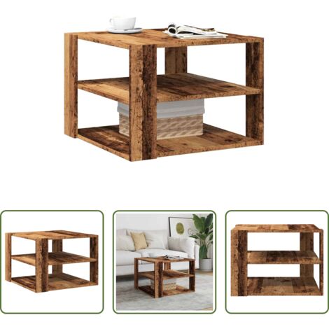 vidaXL Tavolino in truciolato -  Tavolino da Salotto Legno Vecchio 58x58x40 cm Legno Multistrato