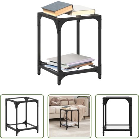 vidaXL Tavolino in vetro -  Tavolino Salotto con Piano Vetro Trasparente 30x30x40cm Acciaio